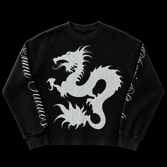 “9 Rules Me” Black Waffle Longsleeve